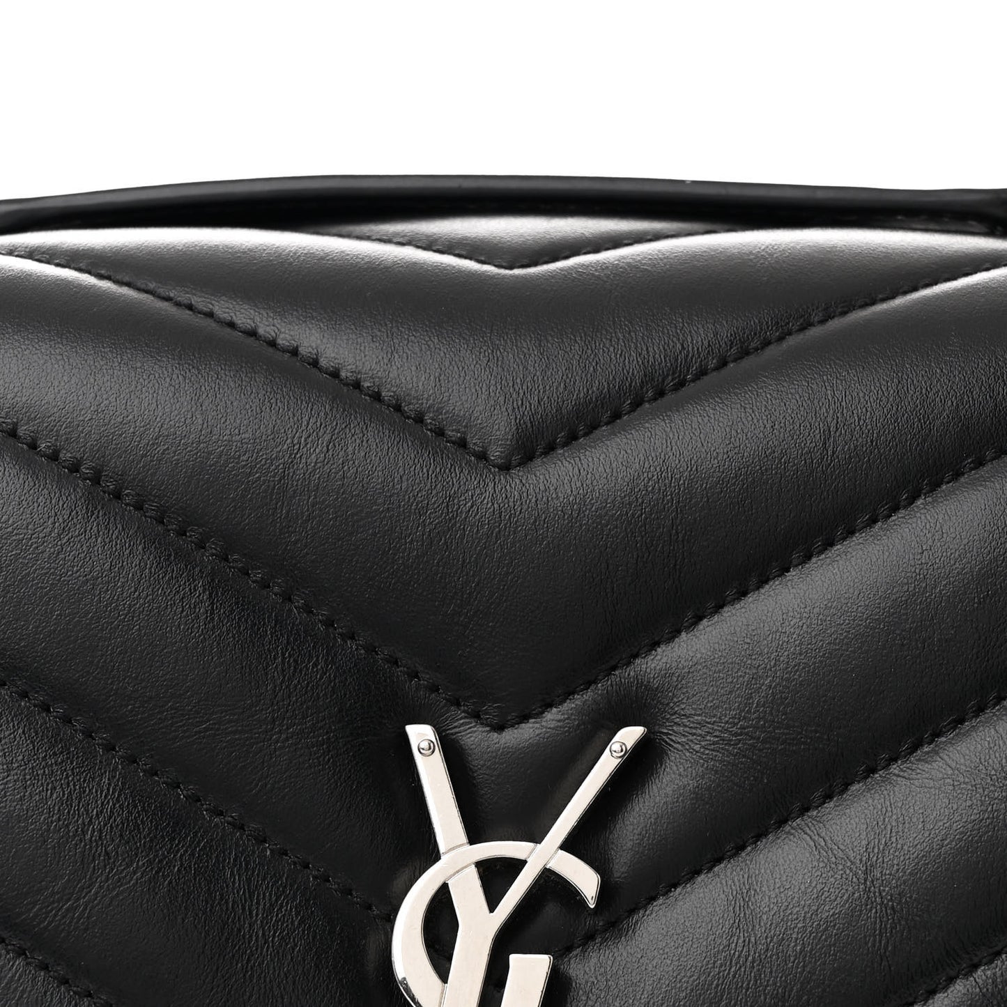 Calfskin Y Quilted Monogram Medium Loulou Chain Satchel Black
