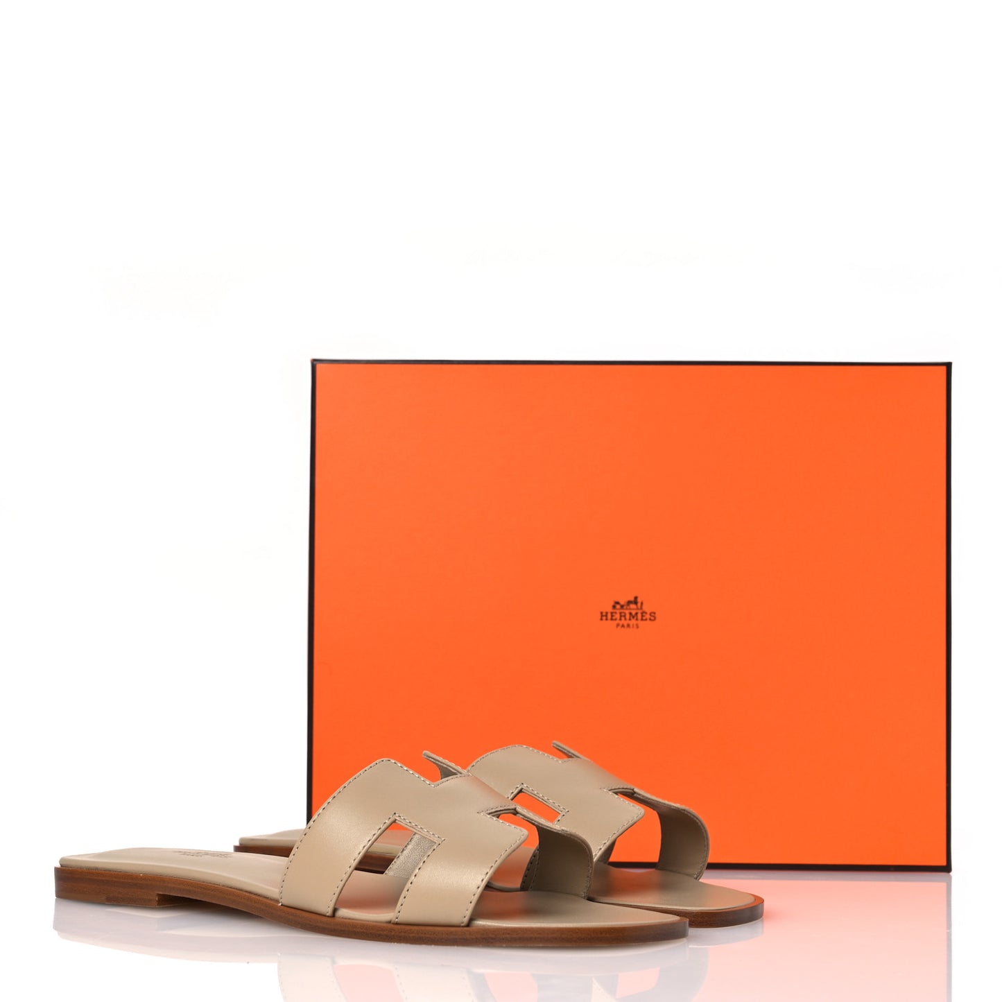 Box Calfskin Oran Sandals 39.5 Beige Lin