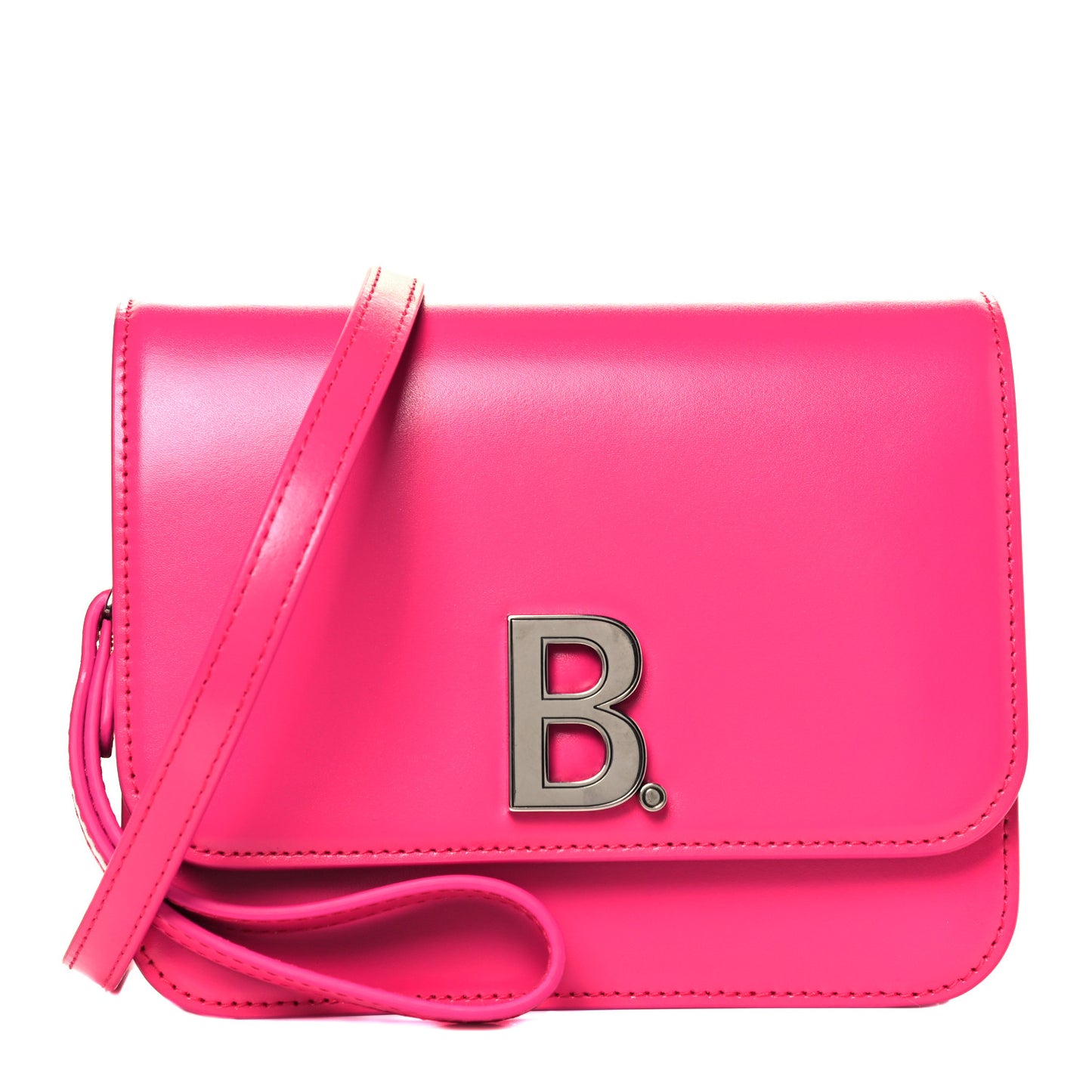 Shiny Box Calfskin Small B Bag Acid Fuchsia