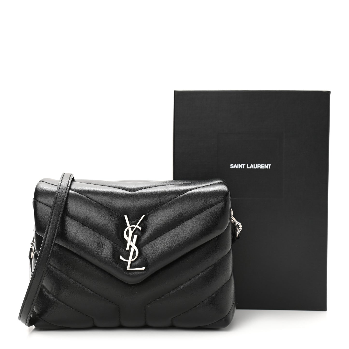 Calfskin Y Quilted Monogram Toy Loulou Crossbody Bag Black