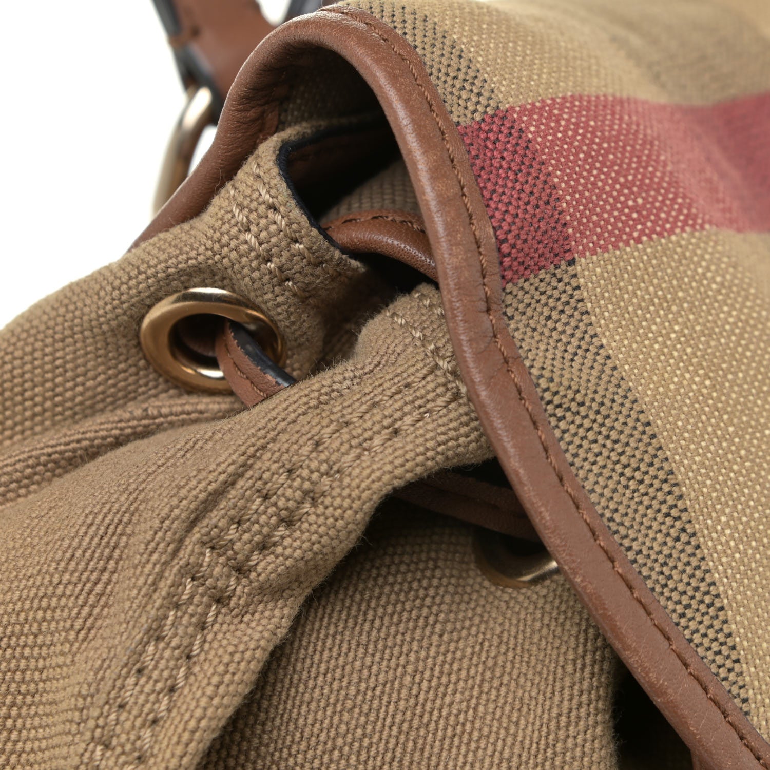 Burberry Overdyed Canvas Mega Check Medium Chiltern Backpack Tan 17 of 22