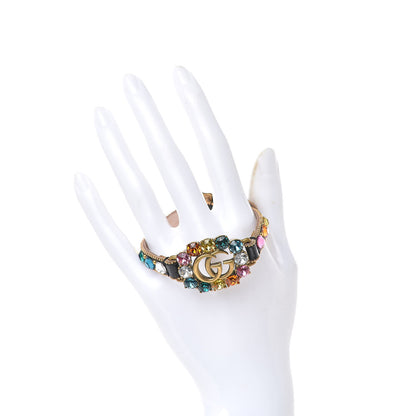 Gucci Calfskin Crystal Double G Bracelet Black Multicolor 2 of 4