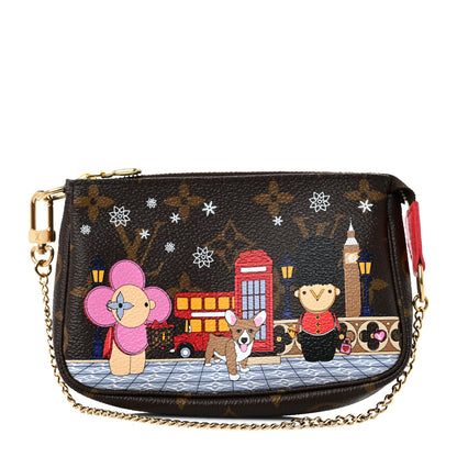 Louis Vuitton Monogram 2021 Christmas Animation London Mini Pochette Accessories Red 1 of 8