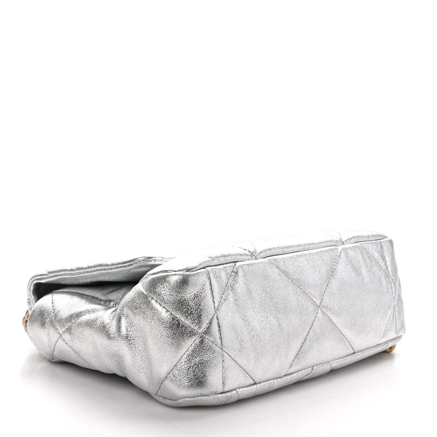 Metallic Goatskin Quilted Medium Chanel 19 Flap Silver