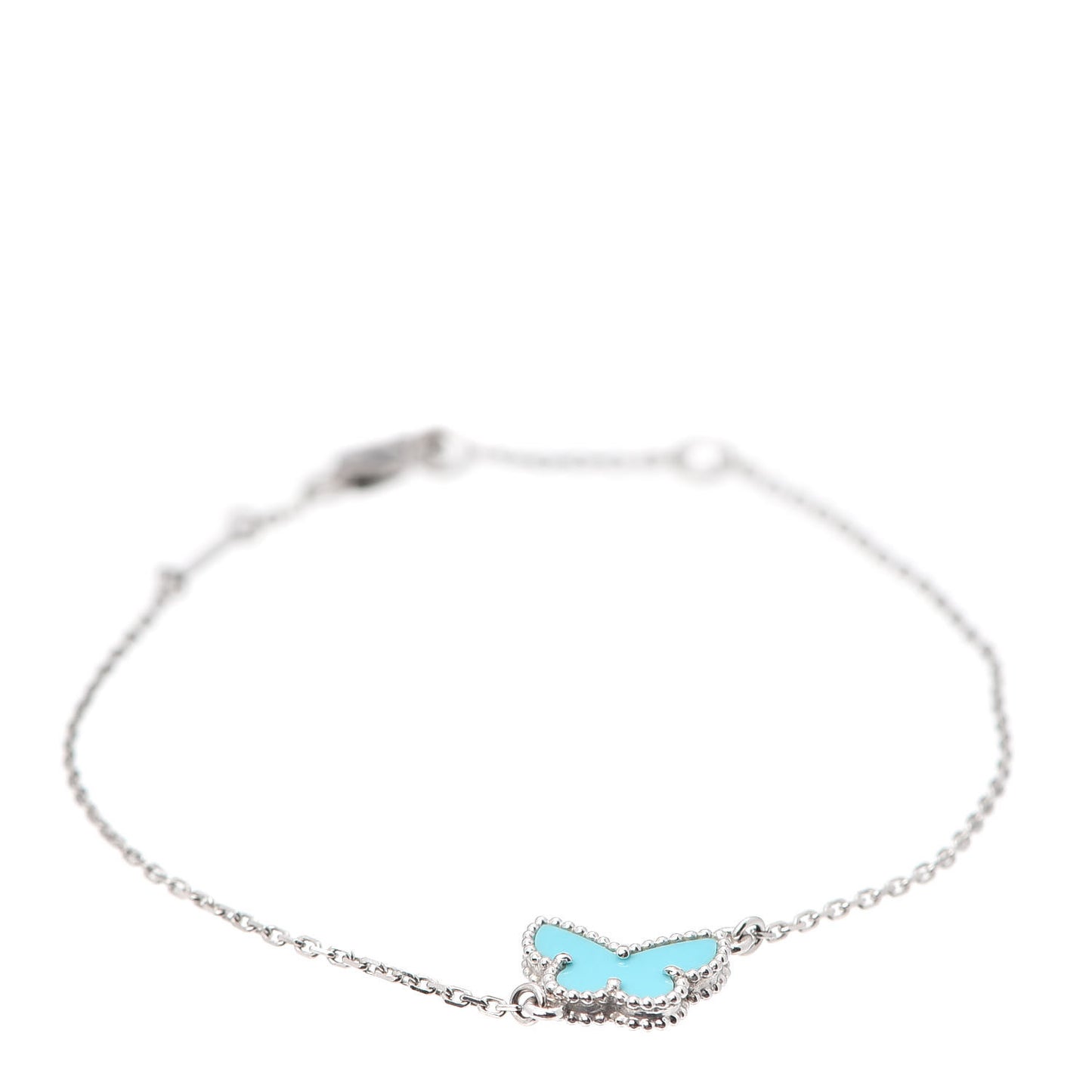 18K White Gold Turquoise Sweet Alhambra Butterfly Bracelet