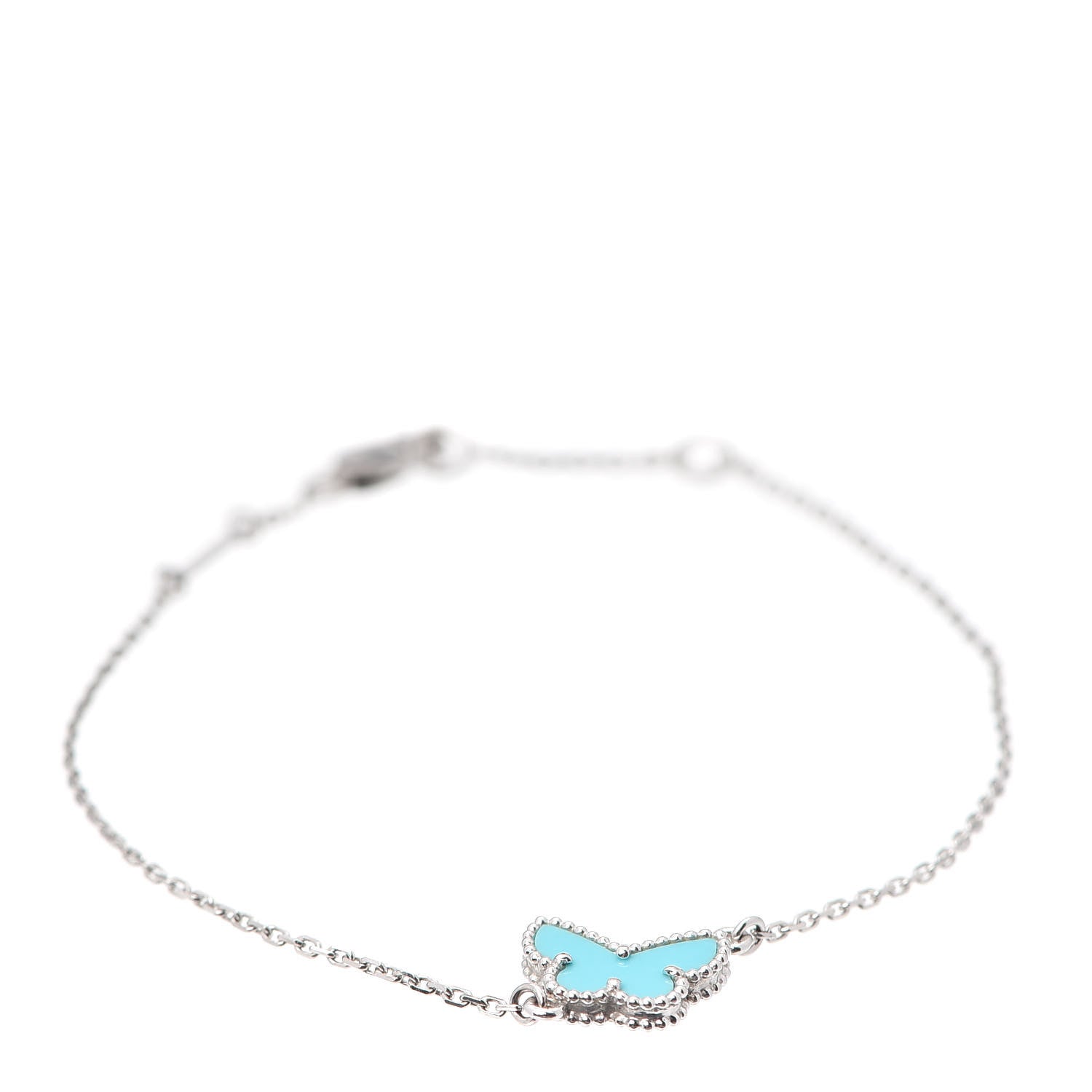 Van Cleef & Arpels 18K White Gold Turquoise Sweet Alhambra Butterfly Bracelet 1 of 7