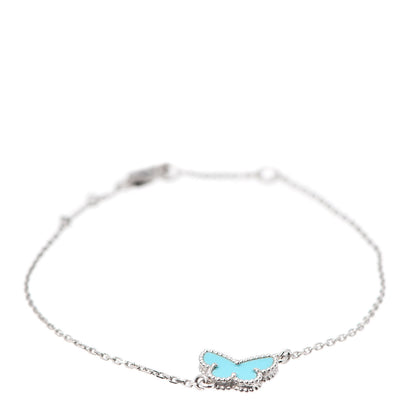 Van Cleef & Arpels 18K White Gold Turquoise Sweet Alhambra Butterfly Bracelet 1 of 7