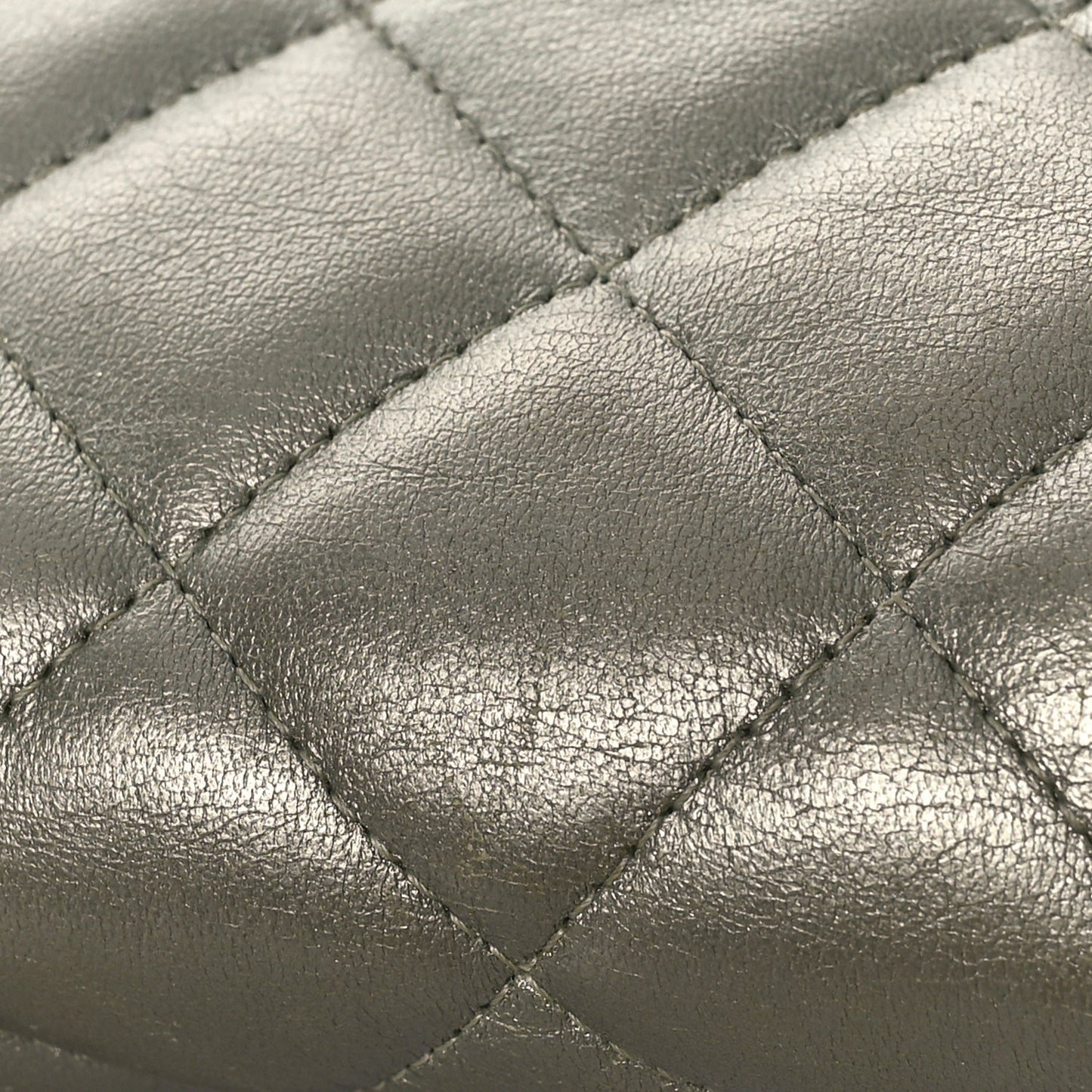 Metallic Lambskin Quilted Maxi Double Flap Green
