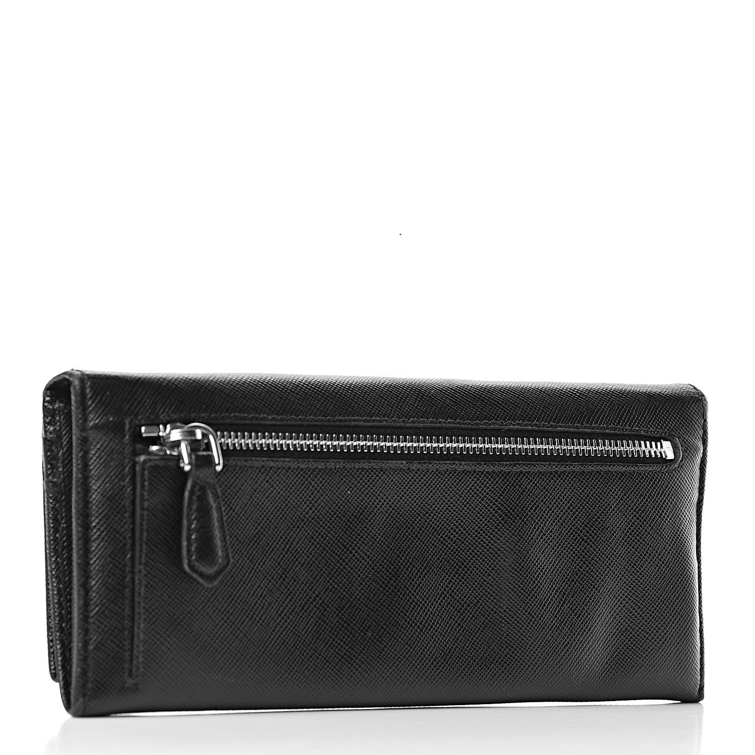 Prada Saffiano Continental Flap Wallet Black 3 of 14