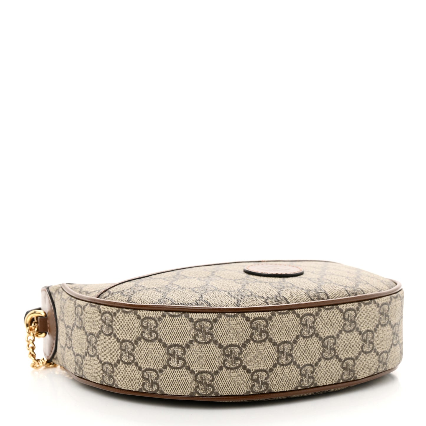 GG Supreme Monogram Azalea Calfskin Mini Retro Interlocking G Half Moon Bag Beige Ebony Brown Sugar