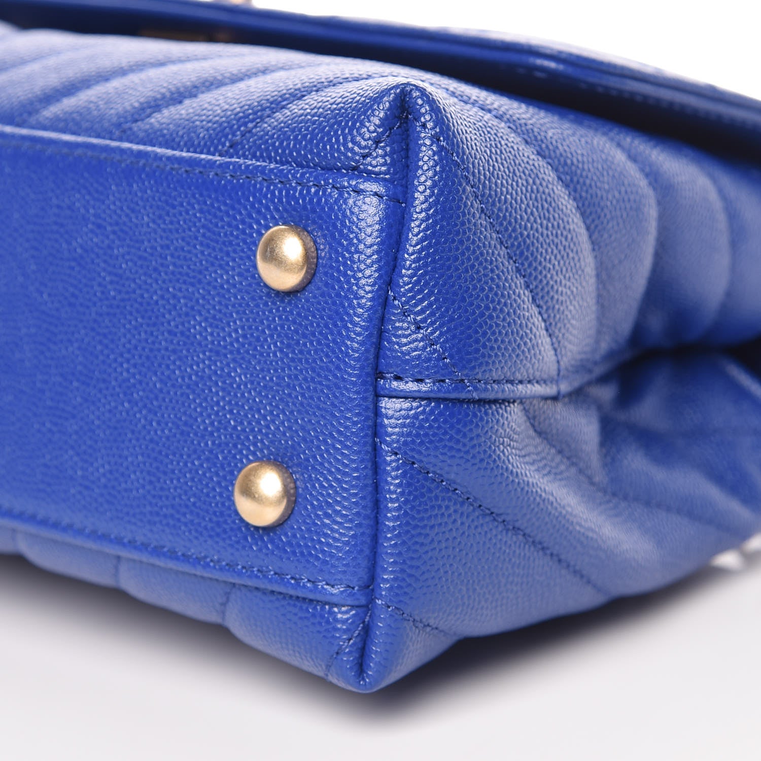 Chanel Caviar Chevron Quilted Mini Coco Handle Flap Blue 10 of 11