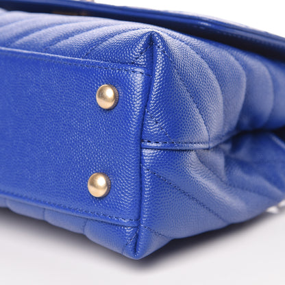 Chanel Caviar Chevron Quilted Mini Coco Handle Flap Blue 10 of 11