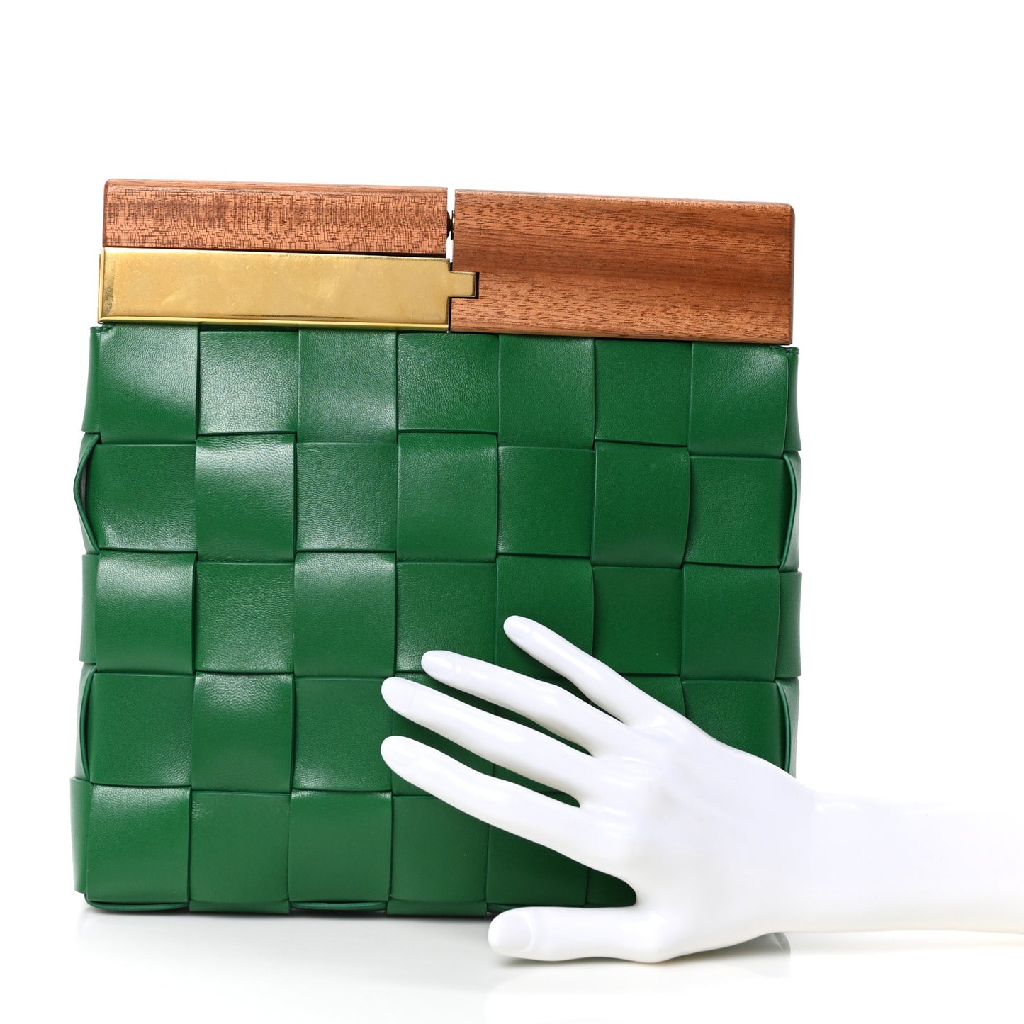 Nappa Intrecciato The Snap Clutch Racing Green
