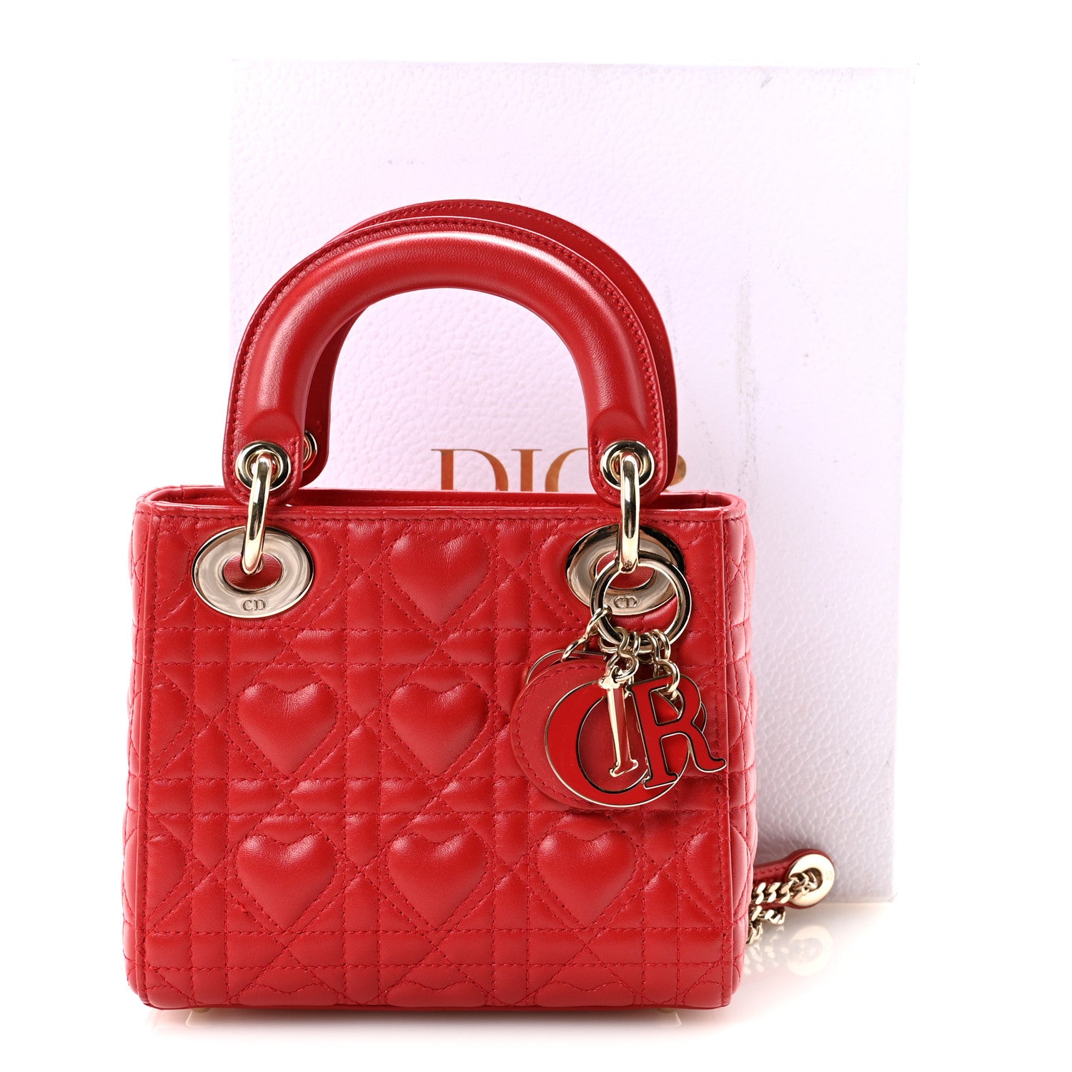 Christian Dior Calfskin Cannage Dioramour Mini Lady Dior Bag Bright Red 10 of 10