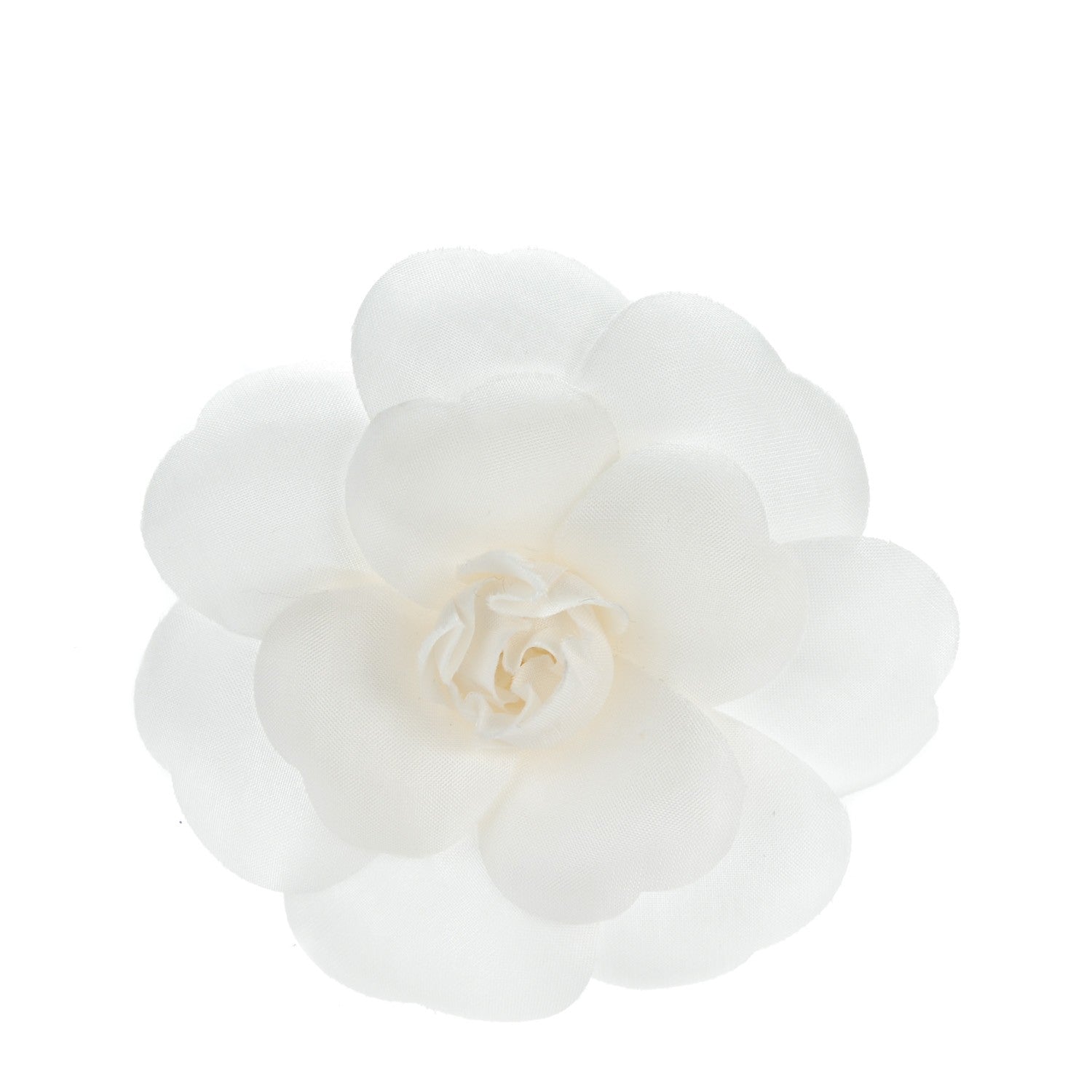 Chanel Crepe Satin Camellia Brooch Pin White 1 of 5