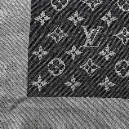Louis Vuitton Wool Silk Monogram Denim Shawl Black 3 of 6
