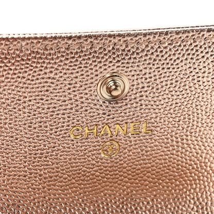 Chanel Metallic Caviar Quilted CC Flap Card Holder Copper 6 of 8