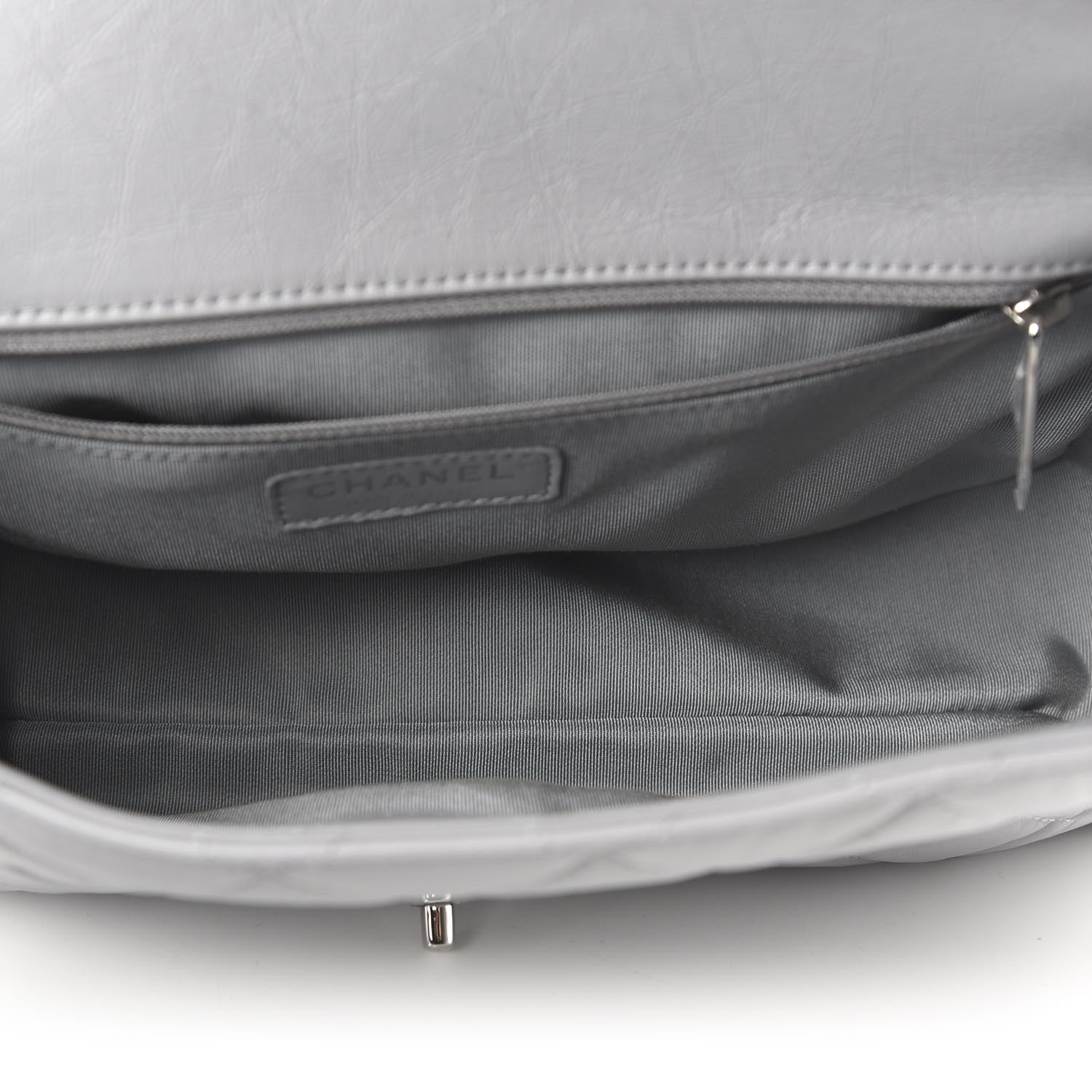 Chanel Crumpled Calfskin Large Chain All Over Flap Grey 5 of 10