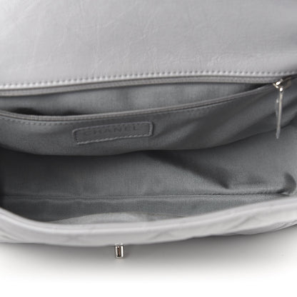 Chanel Crumpled Calfskin Large Chain All Over Flap Grey 5 of 10