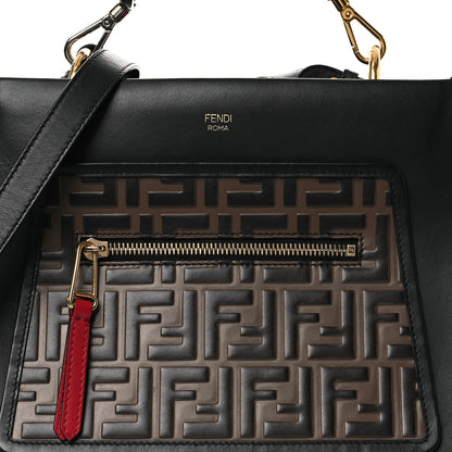 Fendi Vitello Century F is Fendi FF 1974 Embossed Small Runaway Satchel Black Maya 9 of 14