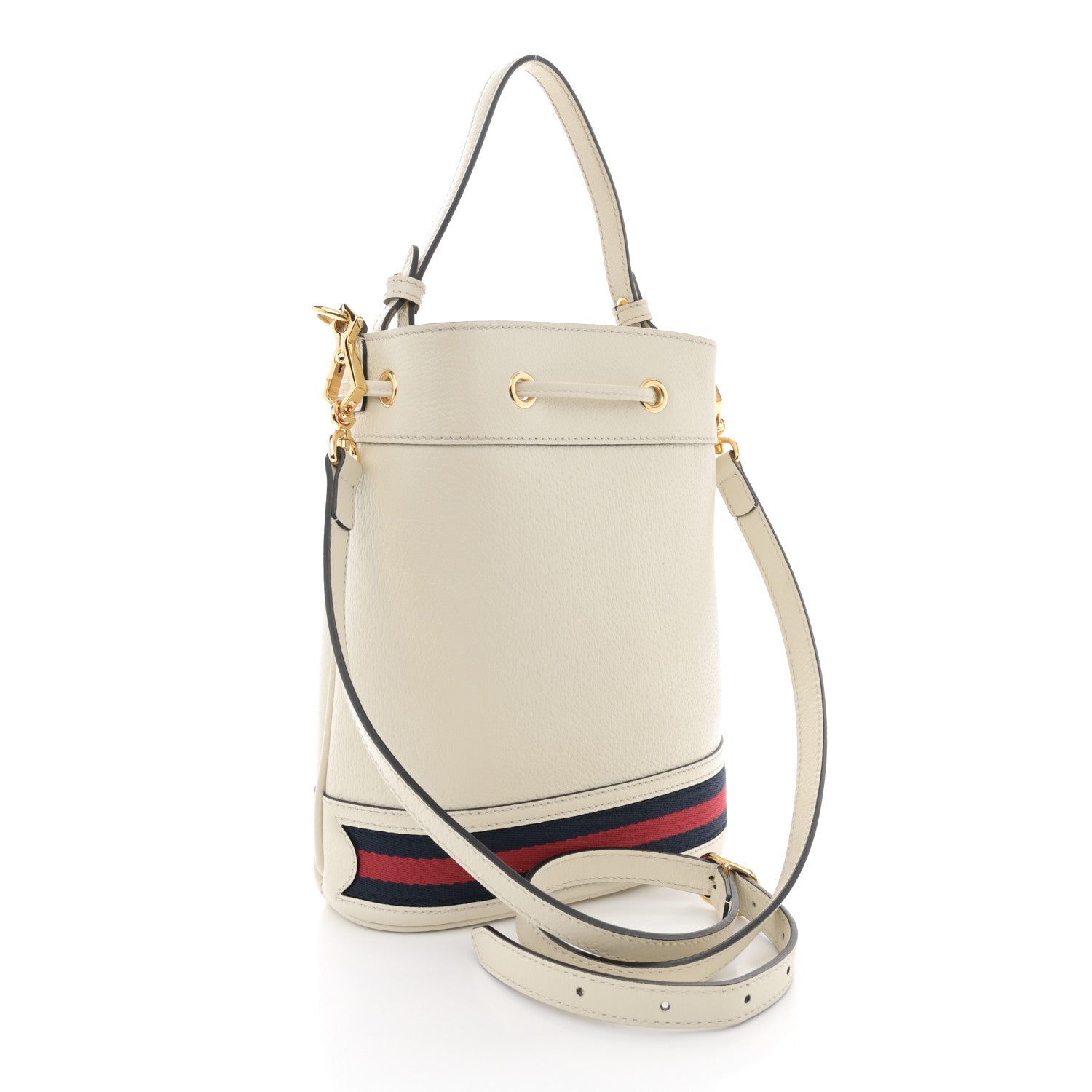 Gucci Glazed Textured Calfskin Web Small Ophidia Bucket Bag Mystic White 3 of 13