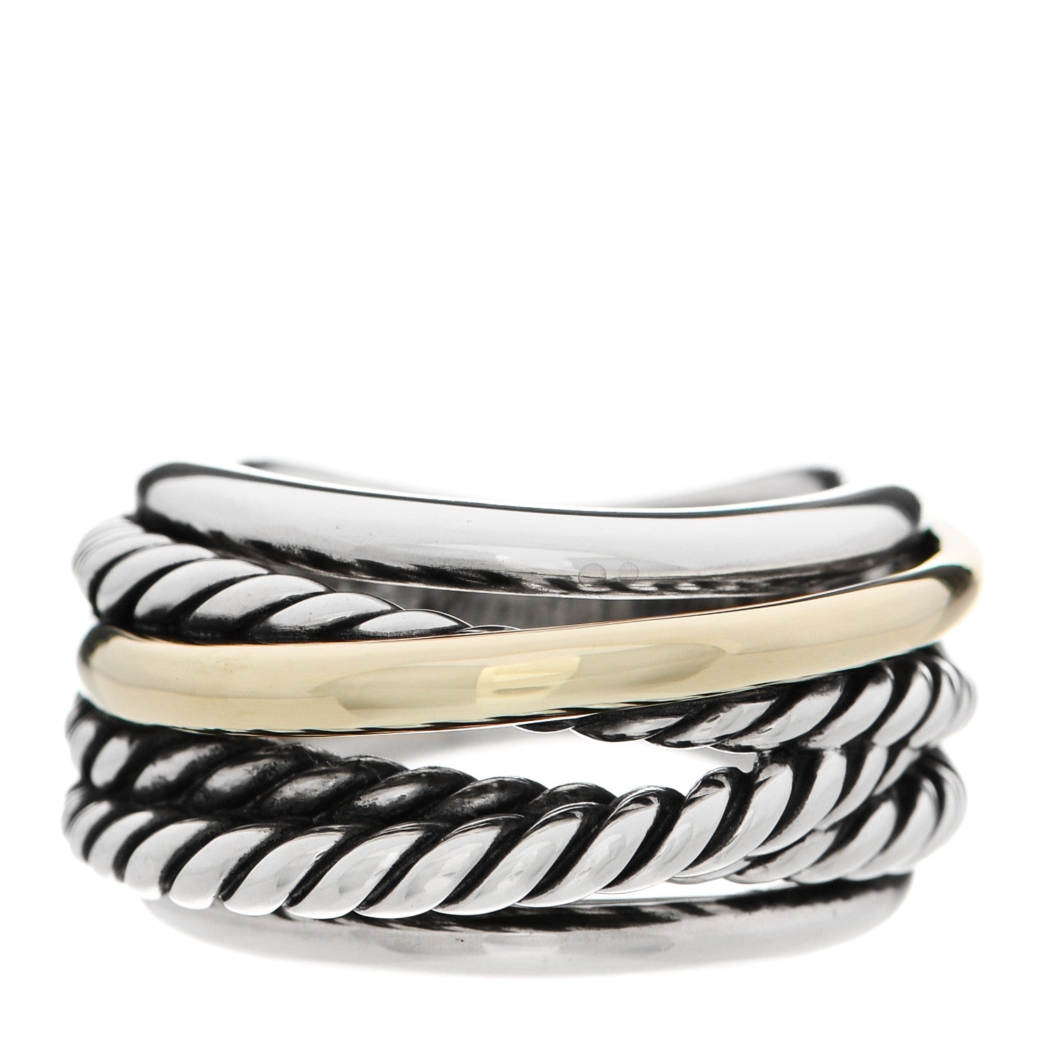 David Yurman Sterling Silver 14K Yellow Gold Narrow Crossover Ring 52 6 1 of 5