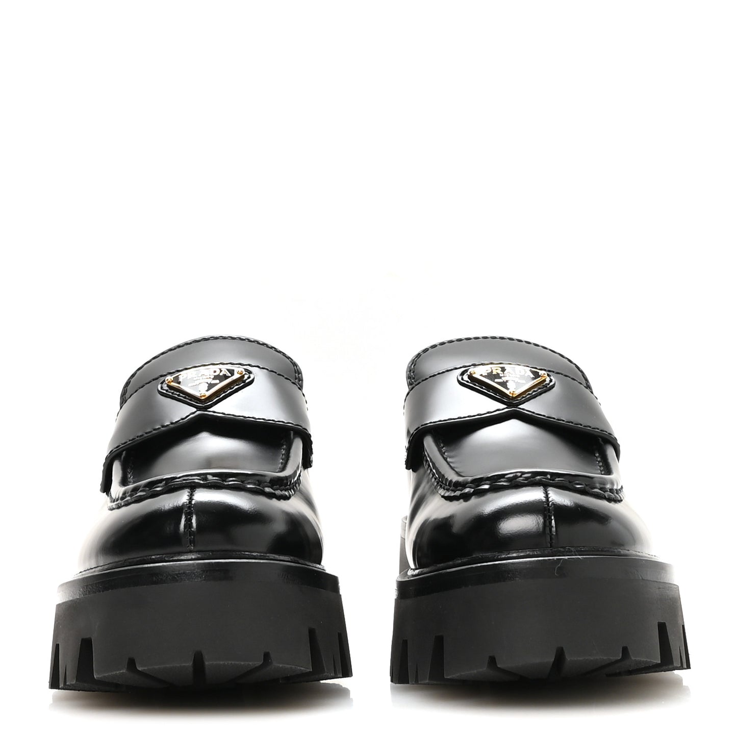 Spazzolato Metal Triangle Logo 50mm Loafers 37 Black