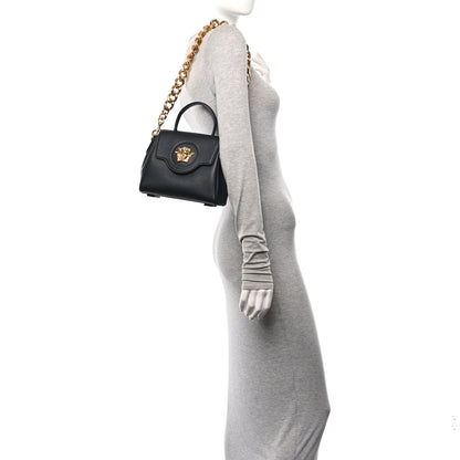 Versace Grained Calfskin Small La Medusa Top Handle Bag Black 2 of 11