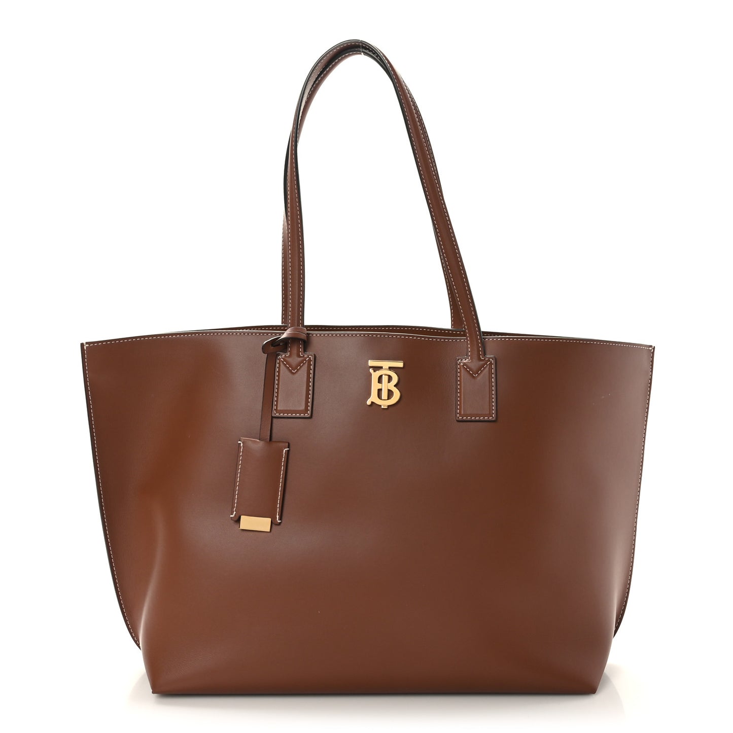 Calfskin Monogram Motif TB Medium Soft Tote Brown