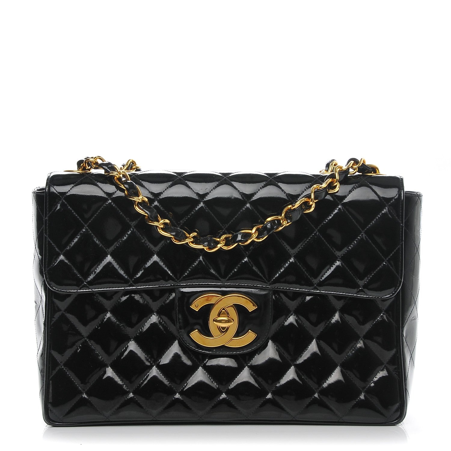Chanel Patent Quilted Jumbo Flap Black 1 of 8