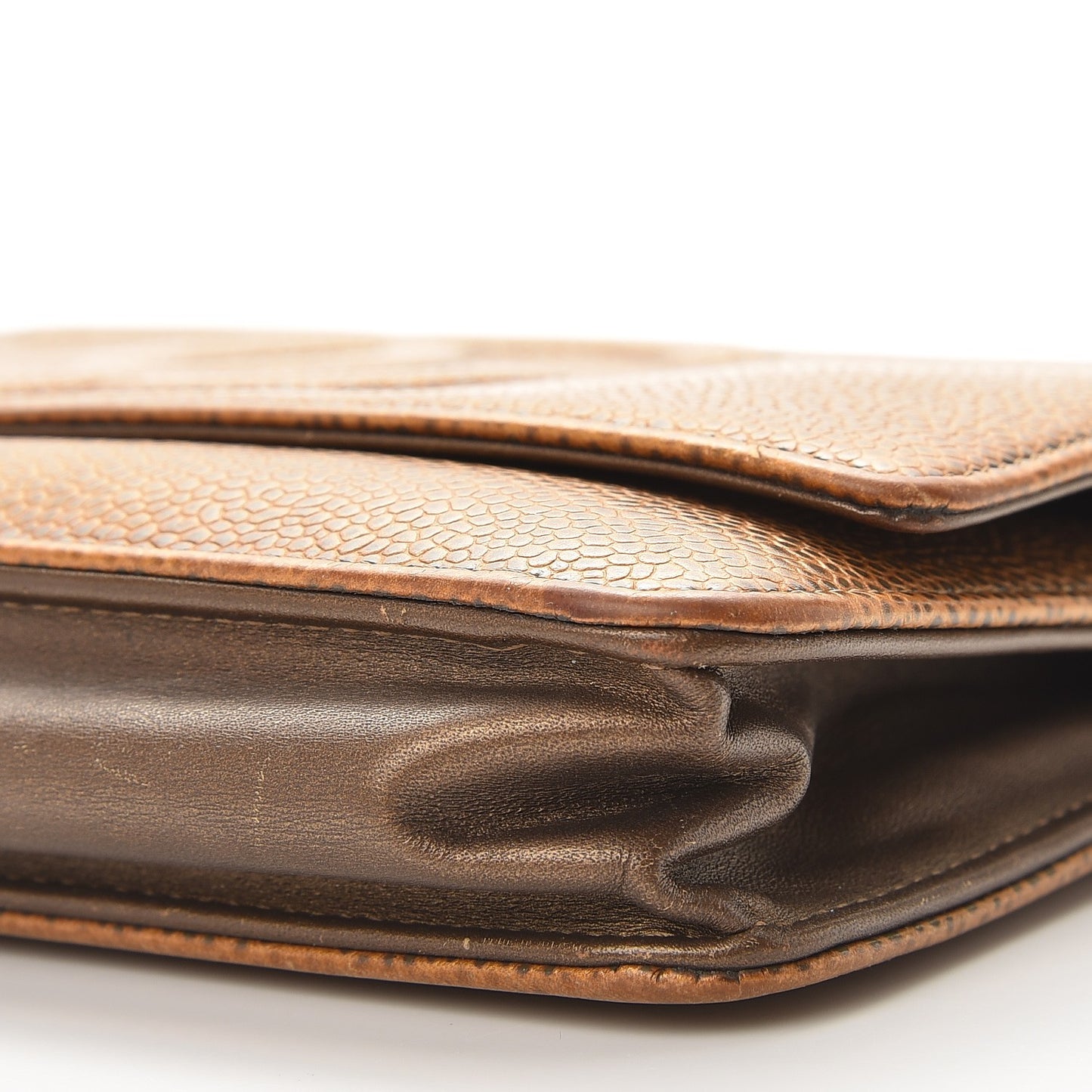 Metallic Caviar Timeless CC Wallet on Chain WOC Bronze