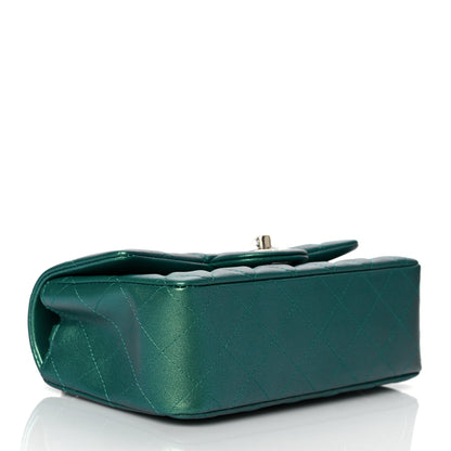 Chanel Iridescent Calfskin Quilted Mini Rectangular Flap Green 3 of 10