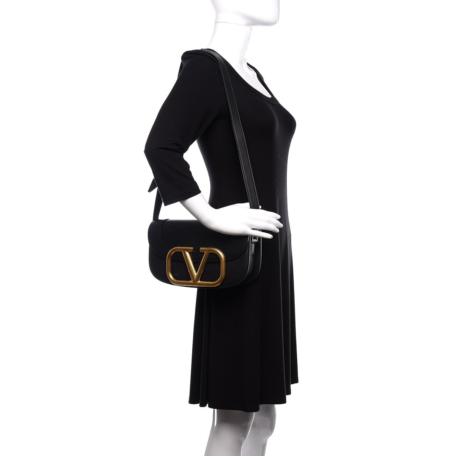 Valentino Garavani Smooth Calfskin Supervee Shoulder Bag Black 2 of 9