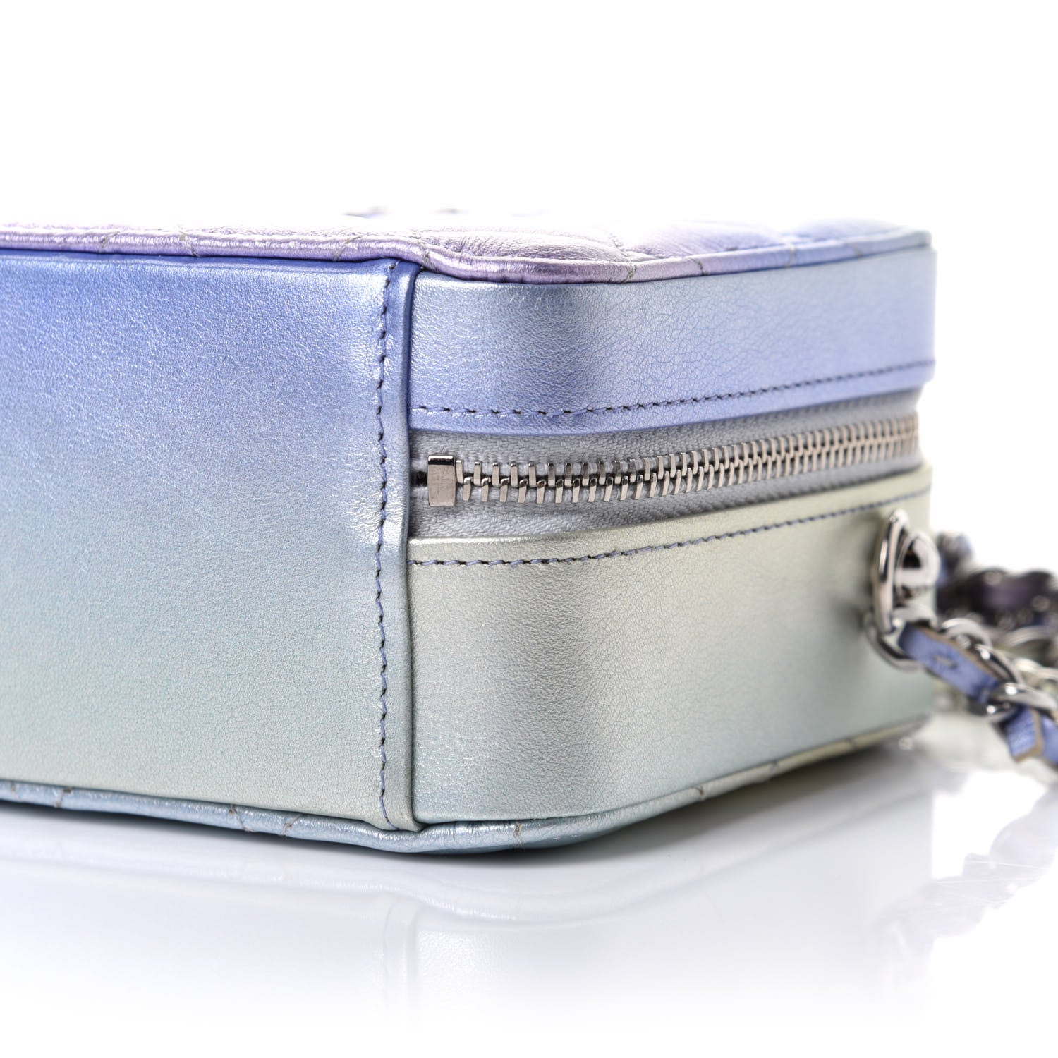 Chanel Gradient Metallic Calfskin Quilted Camera Bag Silver Blue Yellow Purple 9 of 10