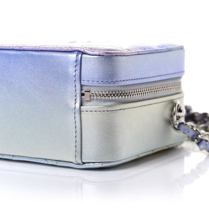Chanel Gradient Metallic Calfskin Quilted Camera Bag Silver Blue Yellow Purple 9 of 10