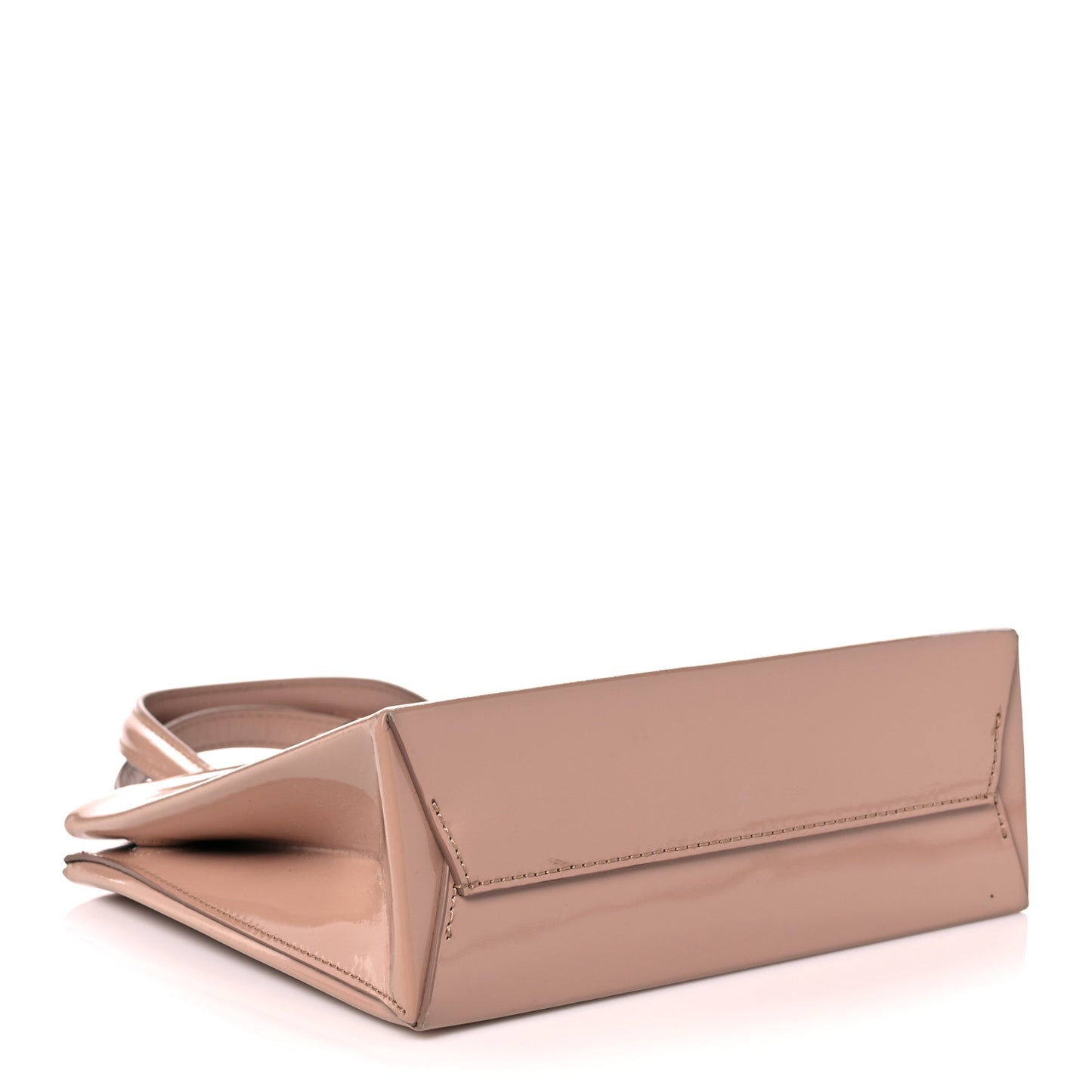 Patent Mini Box Bag Nude Beige