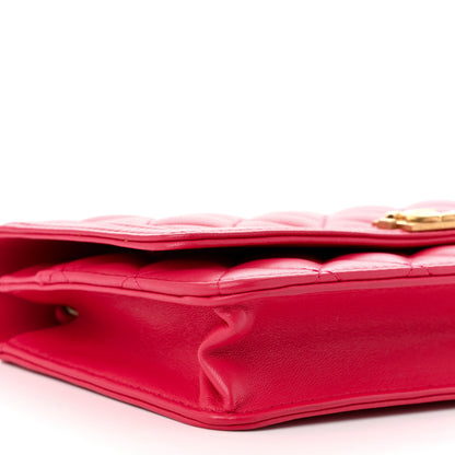 Chanel Lambskin Quilted Boy Wallet On Chain WOC Dark Fuchsia 10 of 12