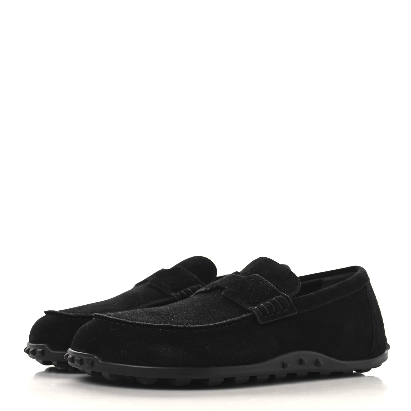 Suede Calfskin Lazy Loafers 37 Black