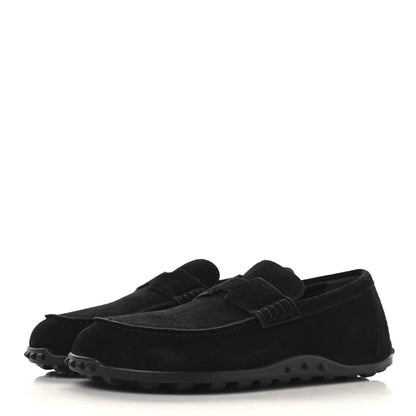 Hermes Suede Calfskin Lazy Loafers 37 Black 4 of 9