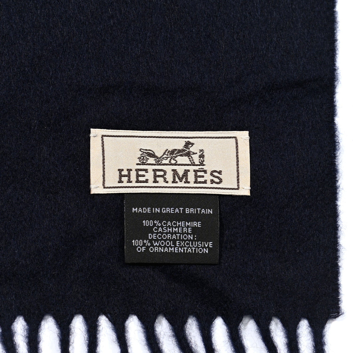 Hermes Cashmere Highlands Embroidered Patch Muffler Marine 5 of 5