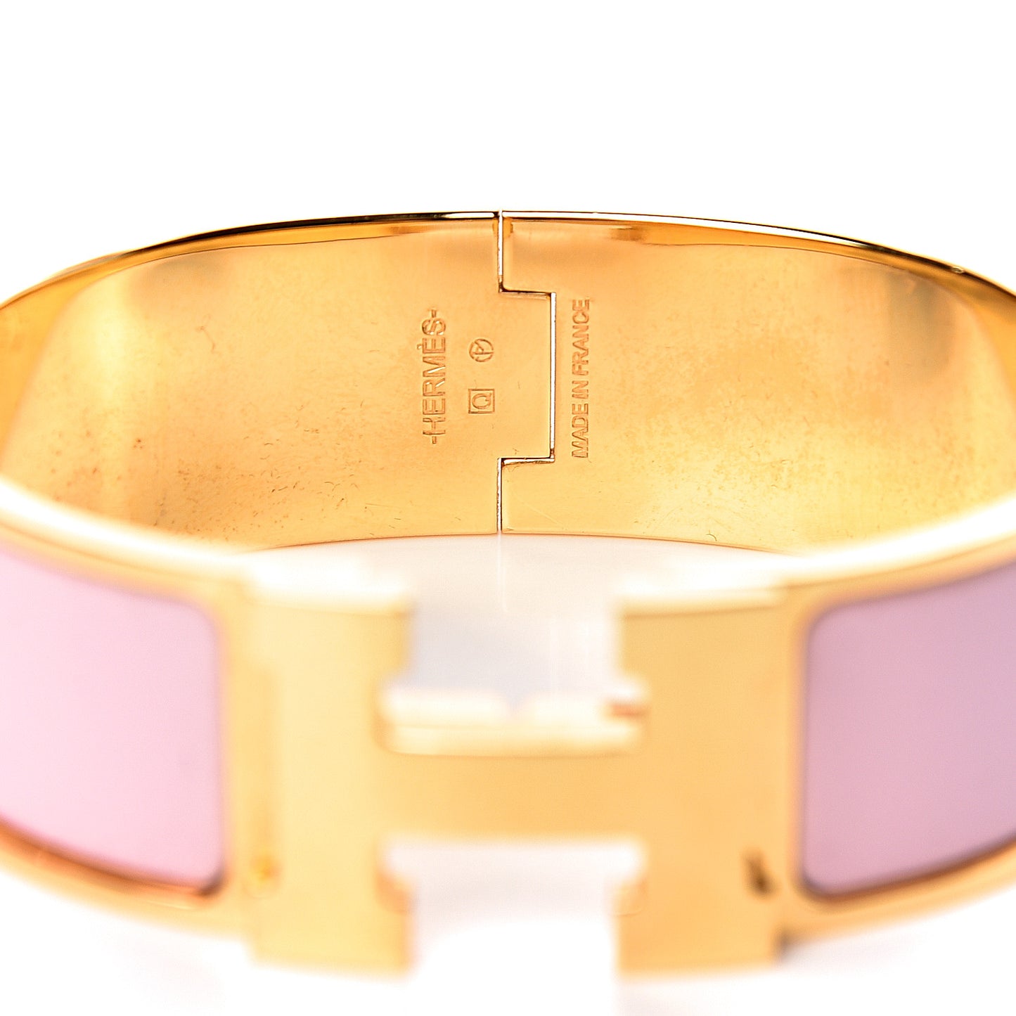 Enamel Wide Clic Clac H Bracelet GM Rose Dragee