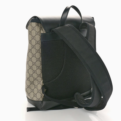 Gucci GG Supreme Monogram Single Buckle Backpack Beige Black 2 of 10