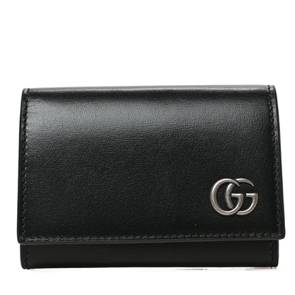 Gucci Boarded Plutone Calfskin GG Marmont Card Case Black 1 of 6