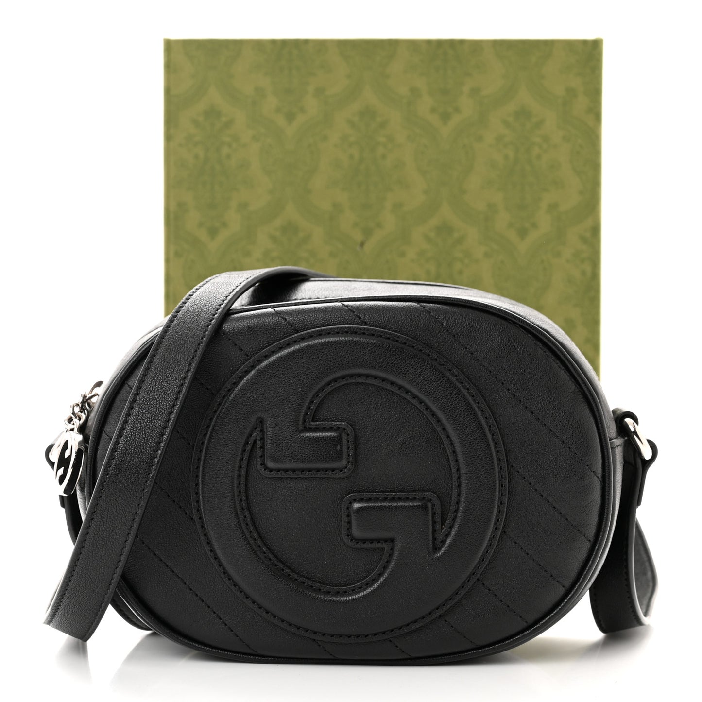 Sakai Be Green Calfskin Diagonal Stitched Mini Blondie Shoulder Bag Black