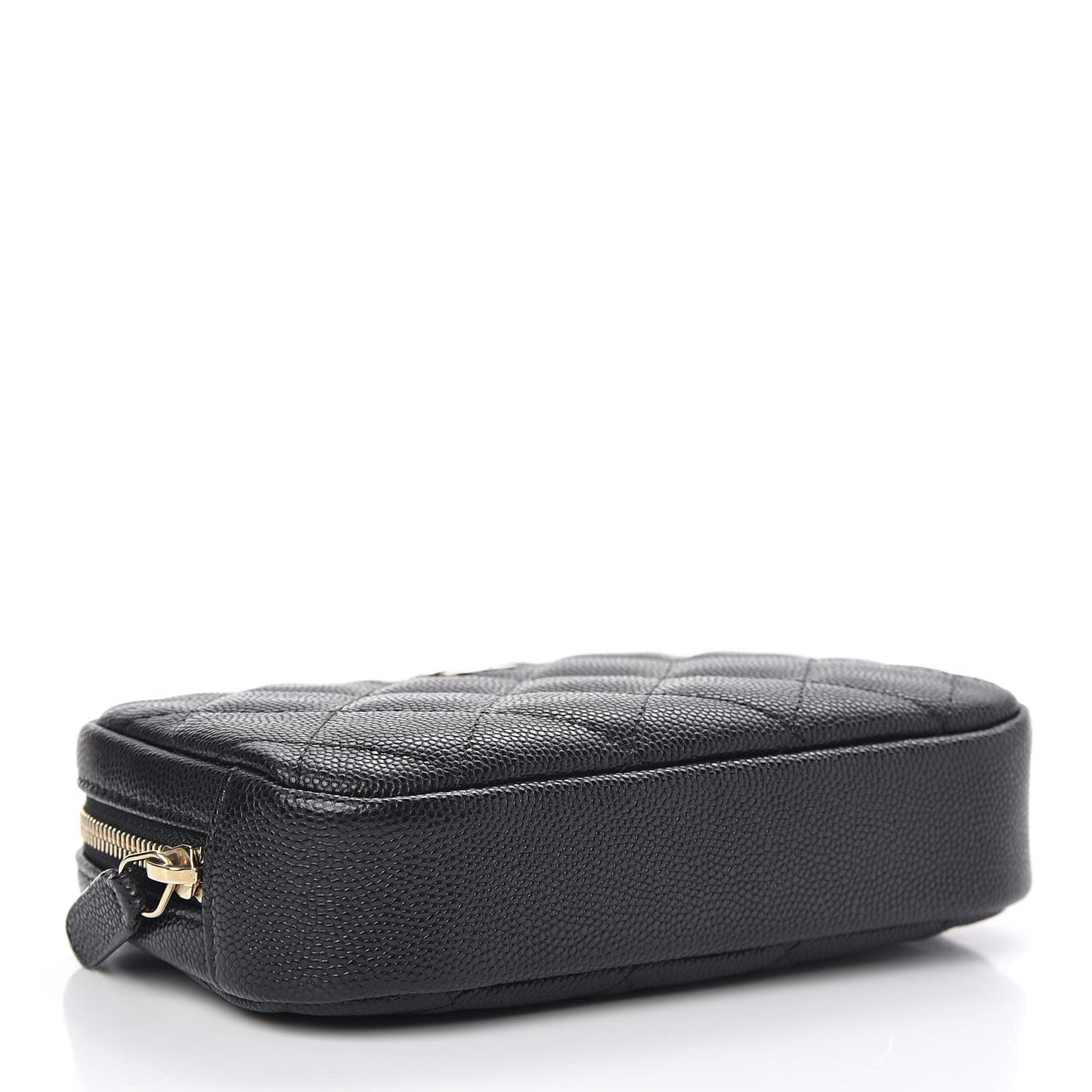 Caviar Quilted Small Curvy Pouch Cosmetic Case Black