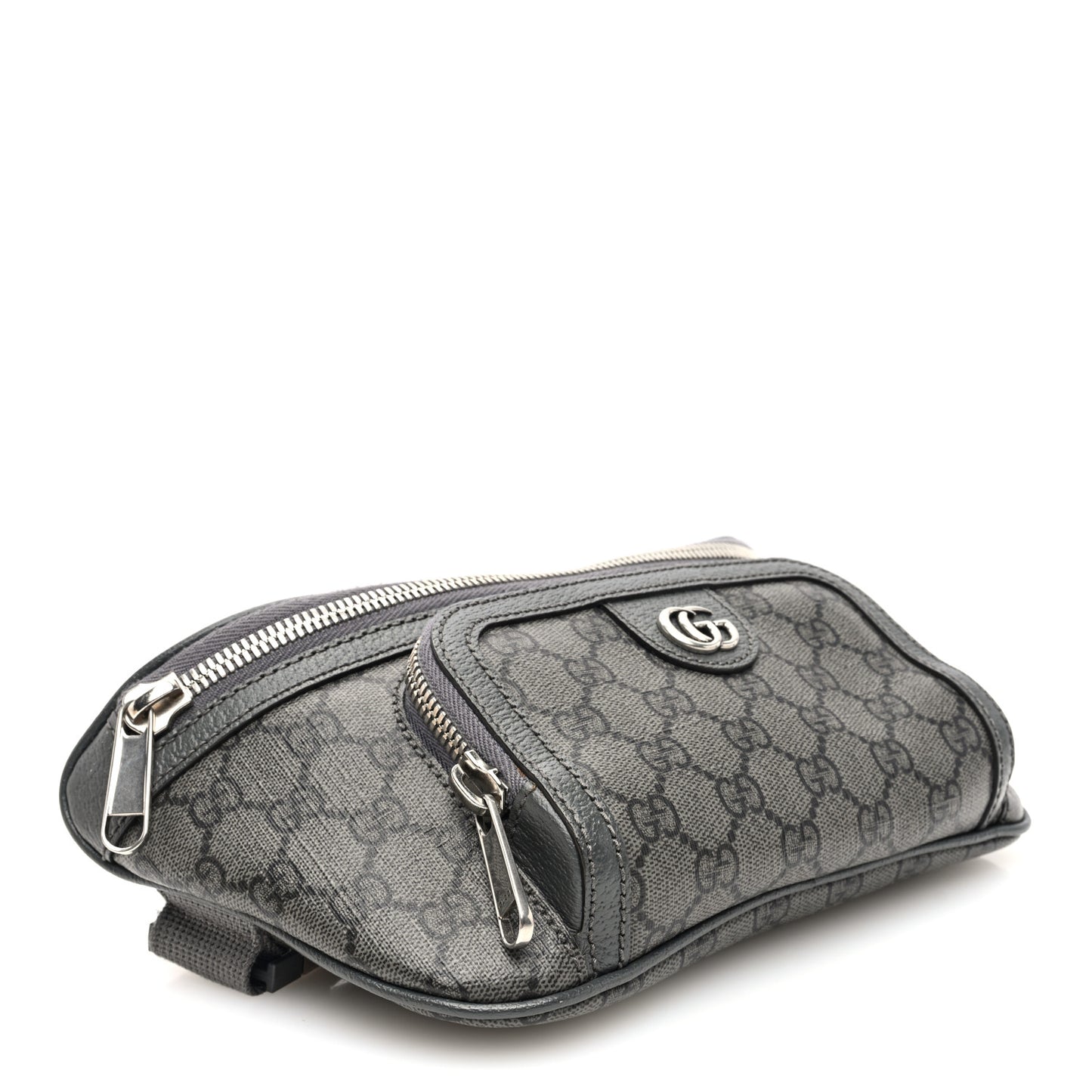 GG Supreme Monogram Textured Dollar Calfskin Ophidia Belt Bag Grey Black Graphite Grey