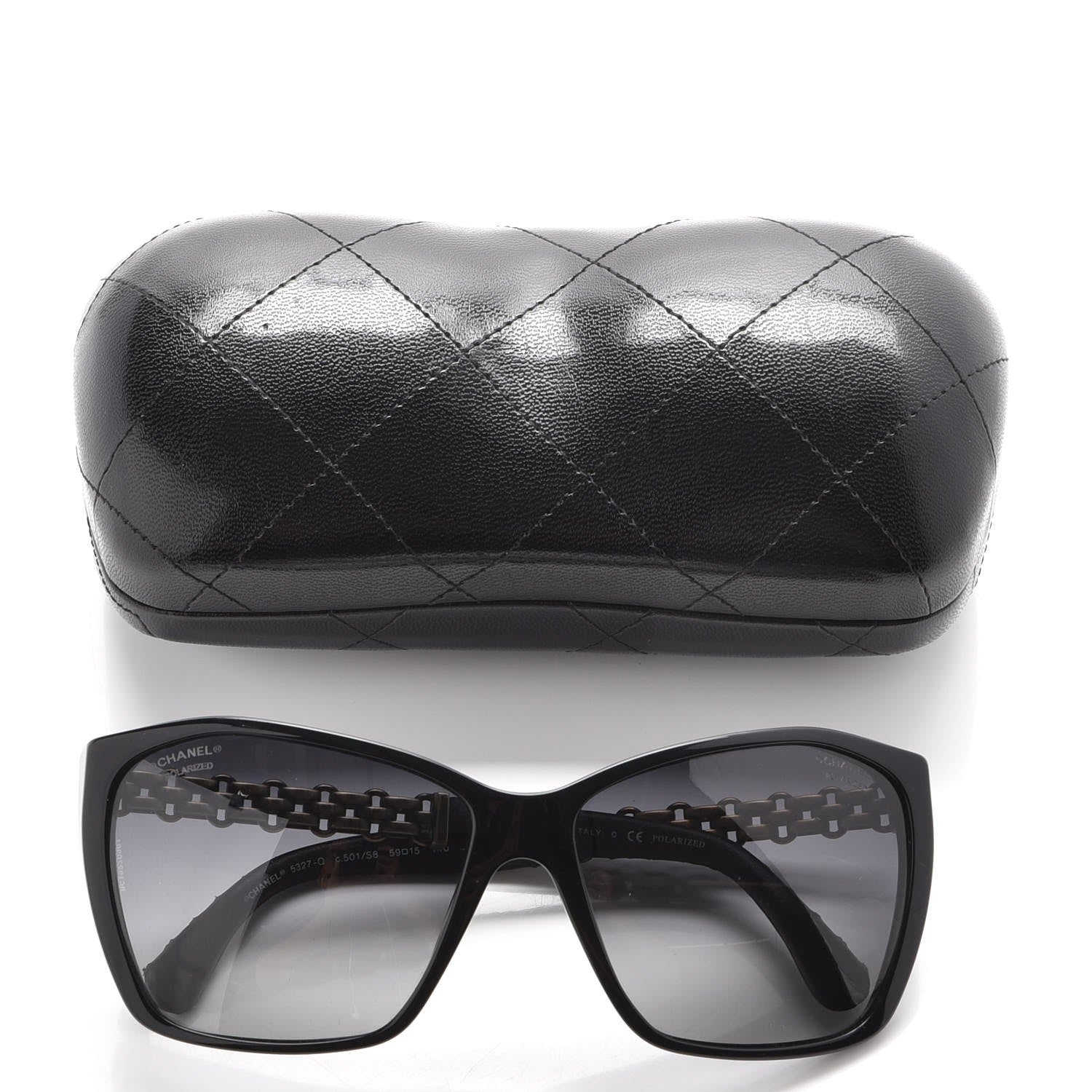 Chanel Lambskin Quilted Reissue Polarized Sunglasses 5327-Q Black 8 of 8