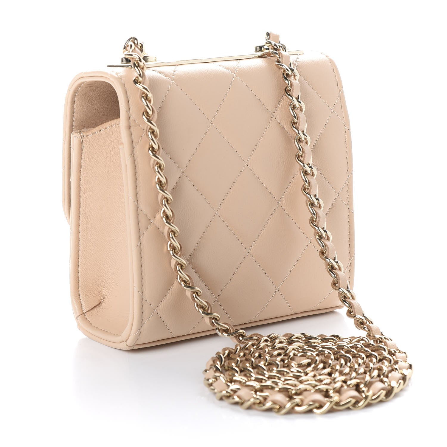 Chanel Lambskin Quilted Mini Trendy CC Clutch With Chain Beige 2 of 10