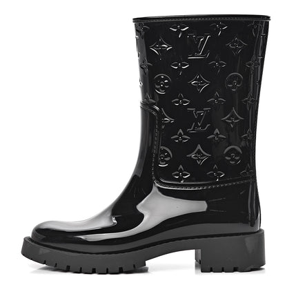 Louis Vuitton Rubber Embossed Monogram Drops Flat Half Boots 36 Black 1 of 11