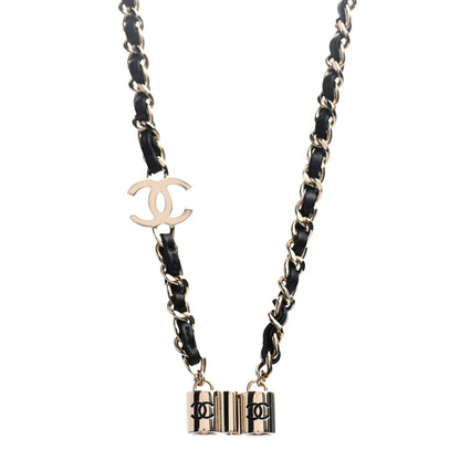 Chanel Metal Lambskin CC AirPods Necklace Gold Black 4 of 7